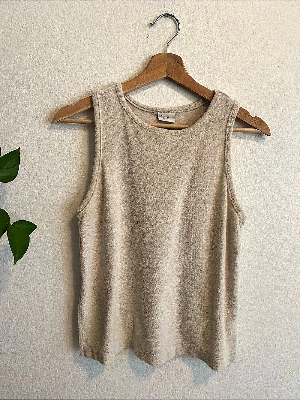 Women's Terry Tank Top Sleeveless Cream XS